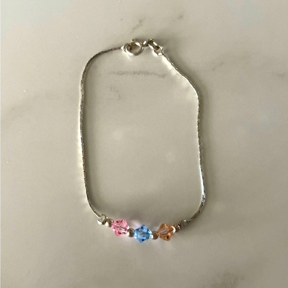 Sterling Silver marked 925 Italy Beaded Bracelet